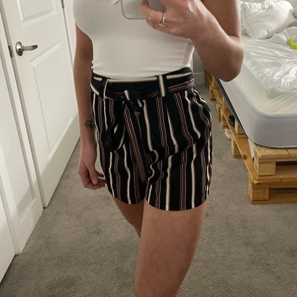 Pinstripe tie shorts